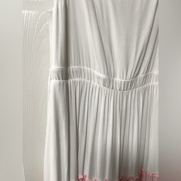 TORRID White/Pink/Blue Multi Colorblock Challis Tiered Maxi Dress Size 0 - Picture 5 of 11